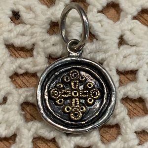 Waxing poetic wing and prayer cross pendant